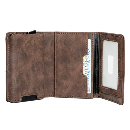 Slim RFID Blocking Pop up Credit Card Holders - Card Holder - Wallet Holder - Brown